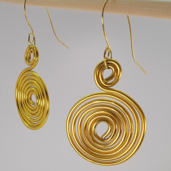 Big and Bold Spiral Dangle Earrings Handcrafted in Canada - Picture 2 of 5